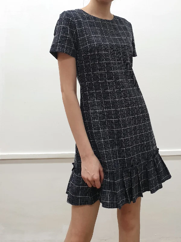 Grid Folded Hem Dress