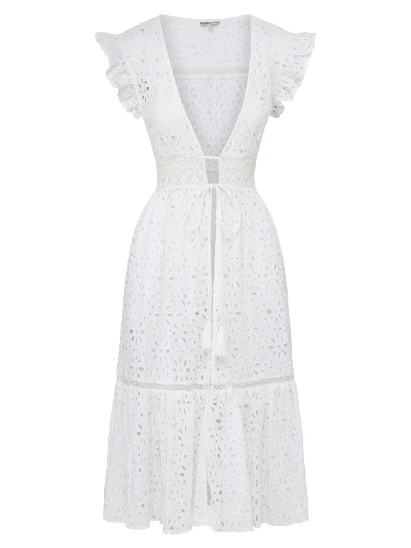 Lauren Coverup Dress Seaside Eyelet Fresh White