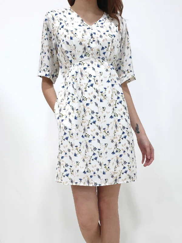 Tulip Print Dress - White (Non-returnable)
