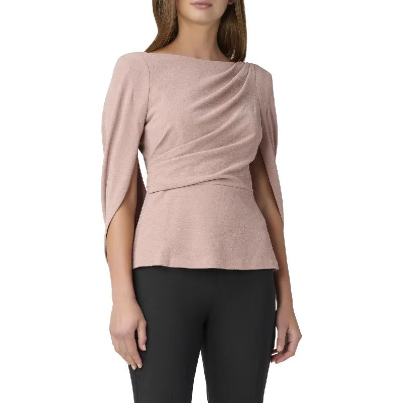 Adrianna Papell Womens Metallic Cape Sleeves Blouse Versatile Layering Blouse