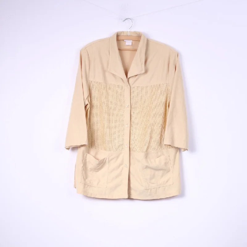 C.h.i.c.c. Womens 2XL Blouse Buttons Front Vintage Yellow Pocket Top Office-Ready Blouse