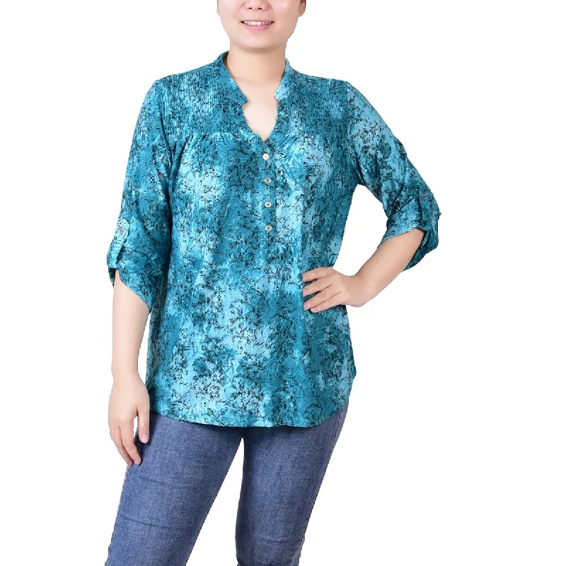 NY Collection Womens Petites Career Office Blouse Vintage Polka Blouse