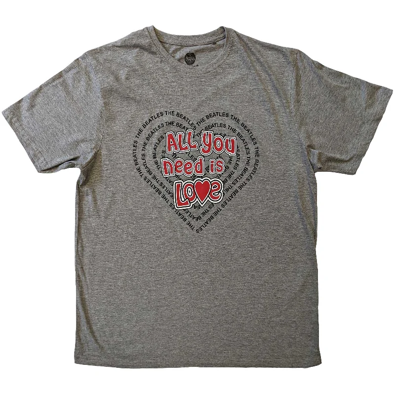 The Beatles | Official Band T-Shirt | All You Need Is Love Heart Grey Welt Pockets Slit Pockets The Beatles | Official Band T-Shirt | All You Need Is Love Heart Grey Welt Pockets Slit Pockets