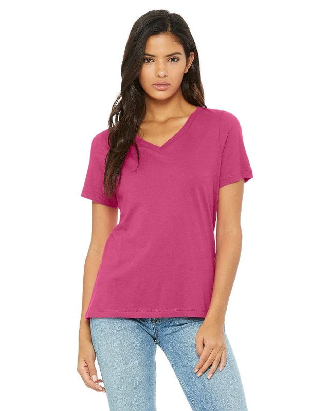 Bella+Canvas Ladies Missy V-Neck T-Shirt | Berry Anti-Pilling Machine Wash Handmade