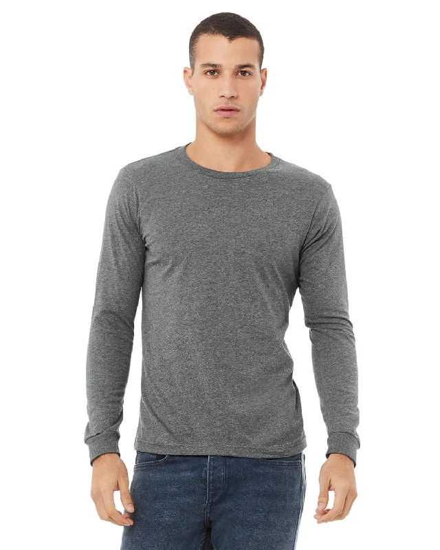 Bella+Canvas Long Sleeve Jersey T-Shirt | Deep Heather Beaded Sequined Faux Fur