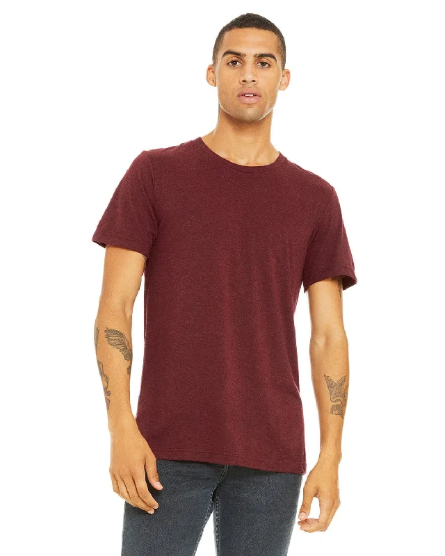 Bella+Canvas Triblend T-Shirt | Cardinal Trblnd Zippered Buttoned Snapped