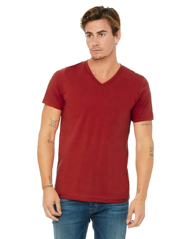 Bella+Canvas Unisex V-Neck T-Shirt | Canvas Red Plaid T-Shirt Polka Dot Checkered