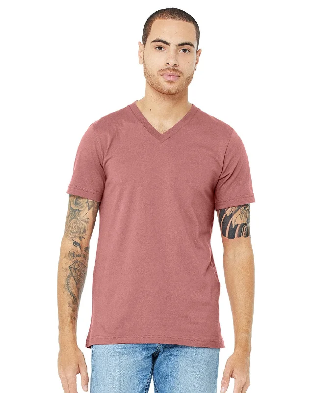 Bella+Canvas Unisex V-Neck T-Shirt | Mauve Hooded Caped Shawl Collar