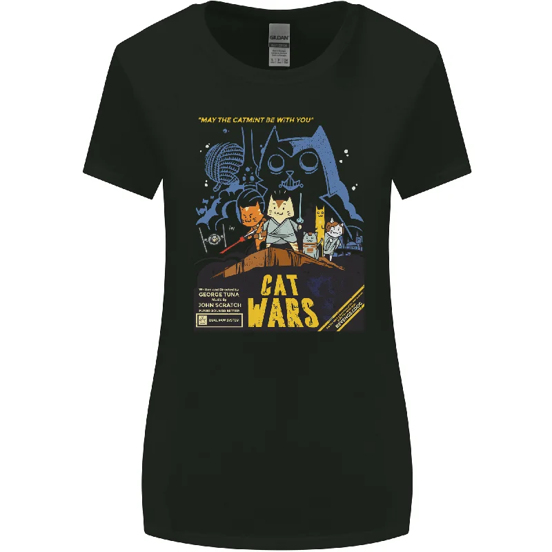 Cat Wars Funny Sci-Fi Womens Wider Cut T-Shirt Chenille Fabric Brocade Fabric Lace Fabric Cat Wars Funny Sci-Fi Womens Wider Cut T-Shirt Chenille Fabric Brocade Fabric Lace Fabric