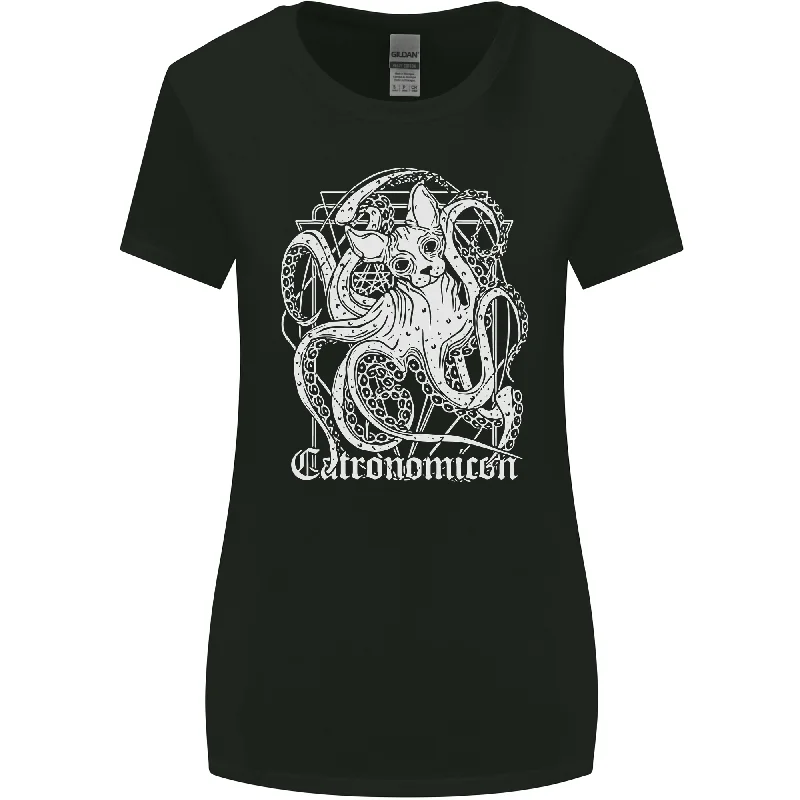 Catronomicon Devil Octopus Cat Mythology Womens Wider Cut T-Shirt Solid Color Striped Floral Catronomicon Devil Octopus Cat Mythology Womens Wider Cut T-Shirt Solid Color Striped Floral