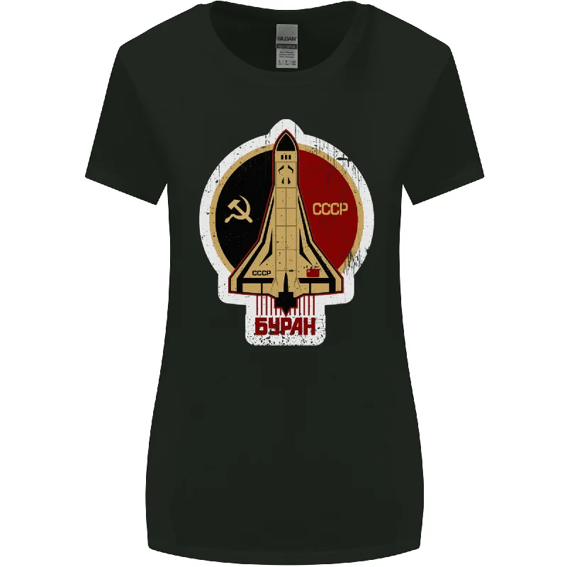 CCCP Soviet Space Program Womens Wider Cut T-Shirt Ribbed T-Shirt High Neck Heavyweight CCCP Soviet Space Program Womens Wider Cut T-Shirt Ribbed T-Shirt High Neck Heavyweight