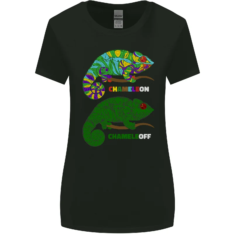 Chameleon Chameleoff Funny Off On Womens Wider Cut T-Shirt Collared T-Shirt Boat Neck A-Line Chameleon Chameleoff Funny Off On Womens Wider Cut T-Shirt Collared T-Shirt Boat Neck A-Line
