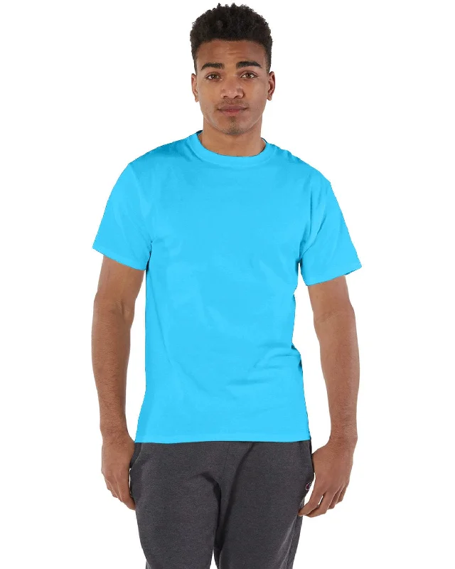 Champion Cotton T-Shirt | Blue Lagoon Striped Floral Plaid