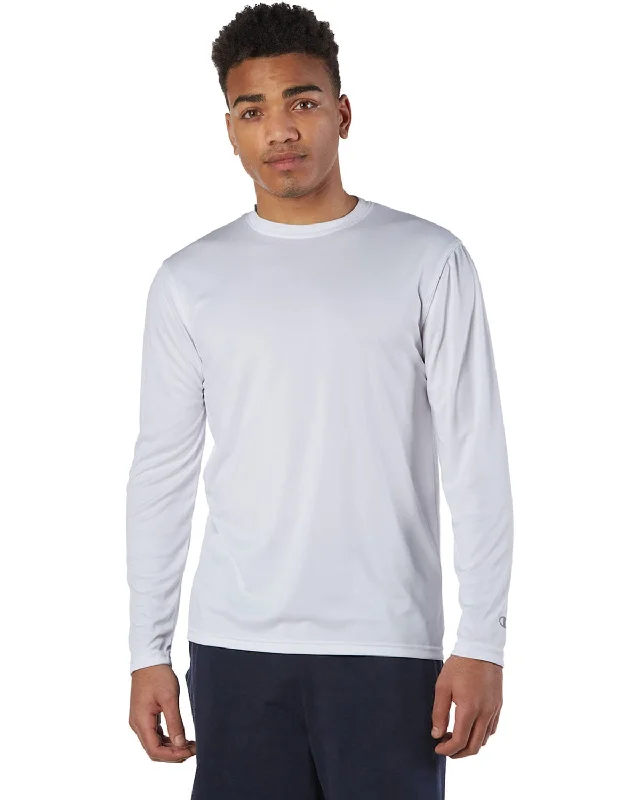 Champion Double Dry Long Sleeve T-Shirt | White Wool Fabric Cashmere Fabric Tweed Fabric Champion Double Dry Long Sleeve T-Shirt | White Wool Fabric Cashmere Fabric Tweed Fabric