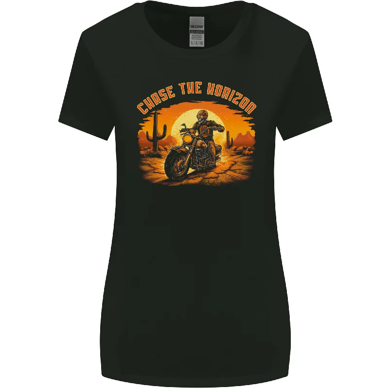 Chase the Horizon Motorcycle Chopper Biker Womens Wider Cut T-Shirt Striped Floral Plaid Chase the Horizon Motorcycle Chopper Biker Womens Wider Cut T-Shirt Striped Floral Plaid