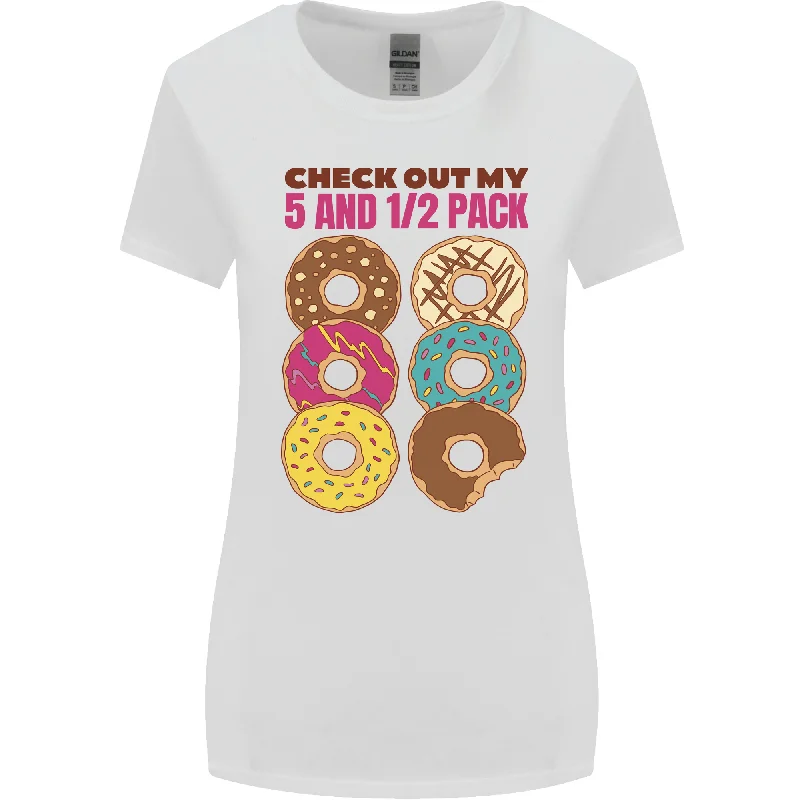 Check Out My 5 1/2 Pack Funny Donut Food Gym Womens Wider Cut T-Shirt Notch Collar Peter Pan Collar Cowl Neck Check Out My 5 1/2 Pack Funny Donut Food Gym Womens Wider Cut T-Shirt Notch Collar Peter Pan Collar Cowl Neck