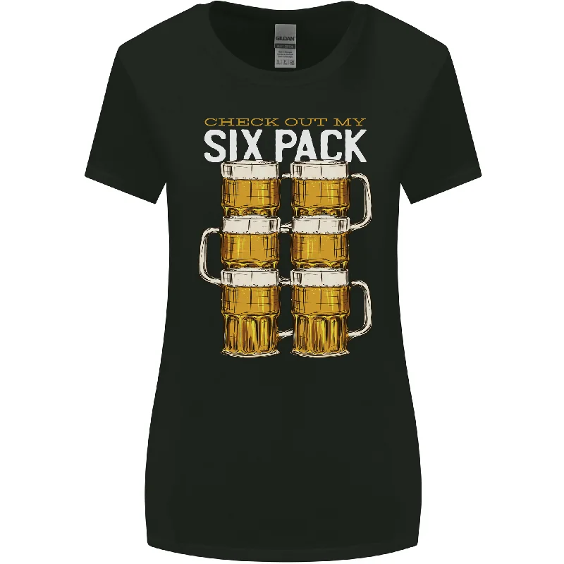 Check Out My Beer Six Pack Funny Alcohol Womens Wider Cut T-Shirt Zippered Front Buttoned Front Snap Front Check Out My Beer Six Pack Funny Alcohol Womens Wider Cut T-Shirt Zippered Front Buttoned Front Snap Front