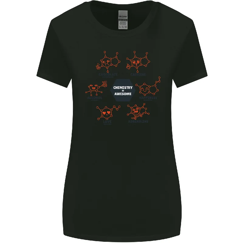 Chemistry is Awesome Alcohol Chocolate Love Womens Wider Cut T-Shirt Solid Color Striped Floral Chemistry is Awesome Alcohol Chocolate Love Womens Wider Cut T-Shirt Solid Color Striped Floral