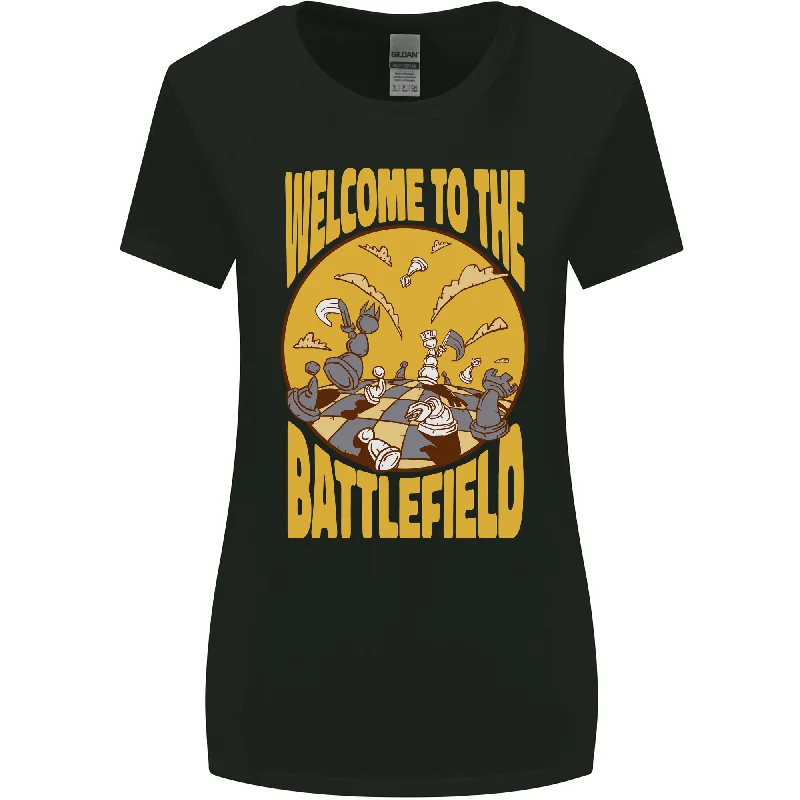 Chess Battlefield Funny Womens Wider Cut T-Shirt Print Jacquard Patchwork