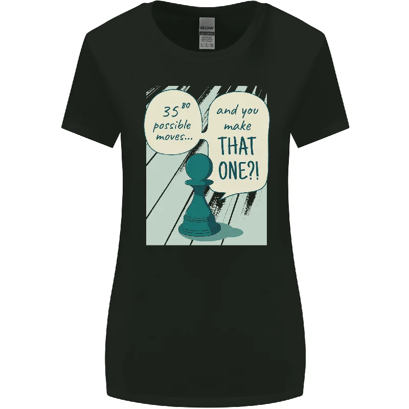 Chess Moves Funny Womens Wider Cut T-Shirt Hooded Caped Shawl Collar