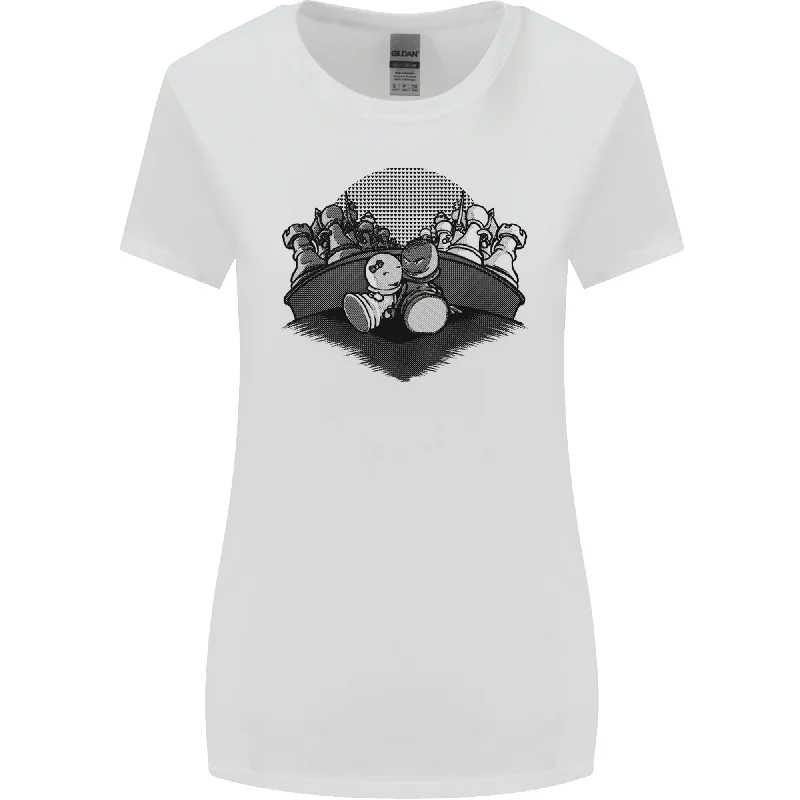 Chess Pieces Player Playing Womens Wider Cut T-Shirt Hooded Caped Shawl Collar