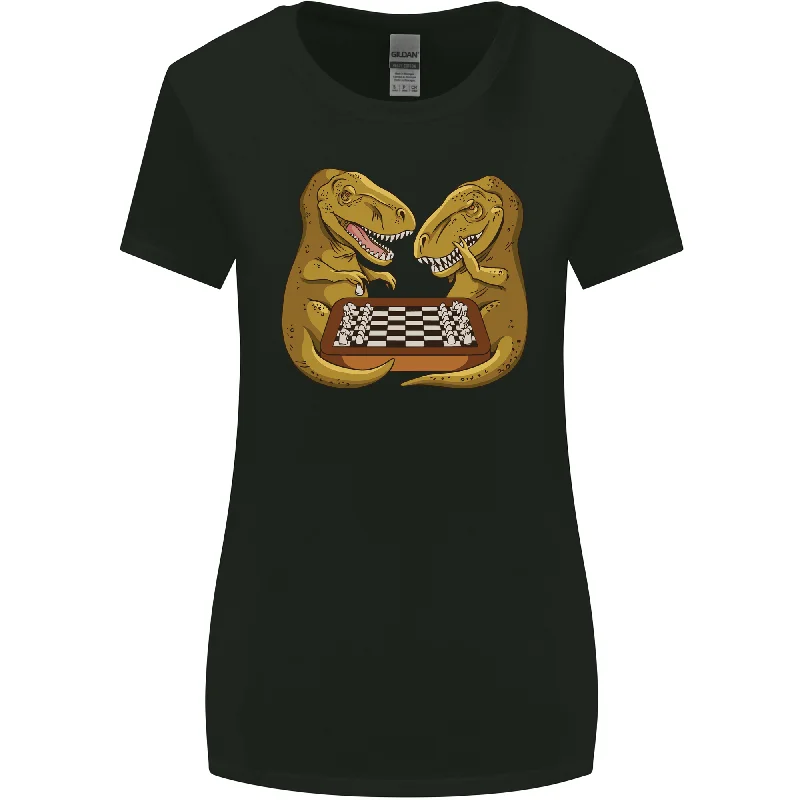 Chess T-Rex Dinosaur Womens Wider Cut T-Shirt Mesh Fabric Canvas Fabric Denim Fabric Chess T-Rex Dinosaur Womens Wider Cut T-Shirt Mesh Fabric Canvas Fabric Denim Fabric