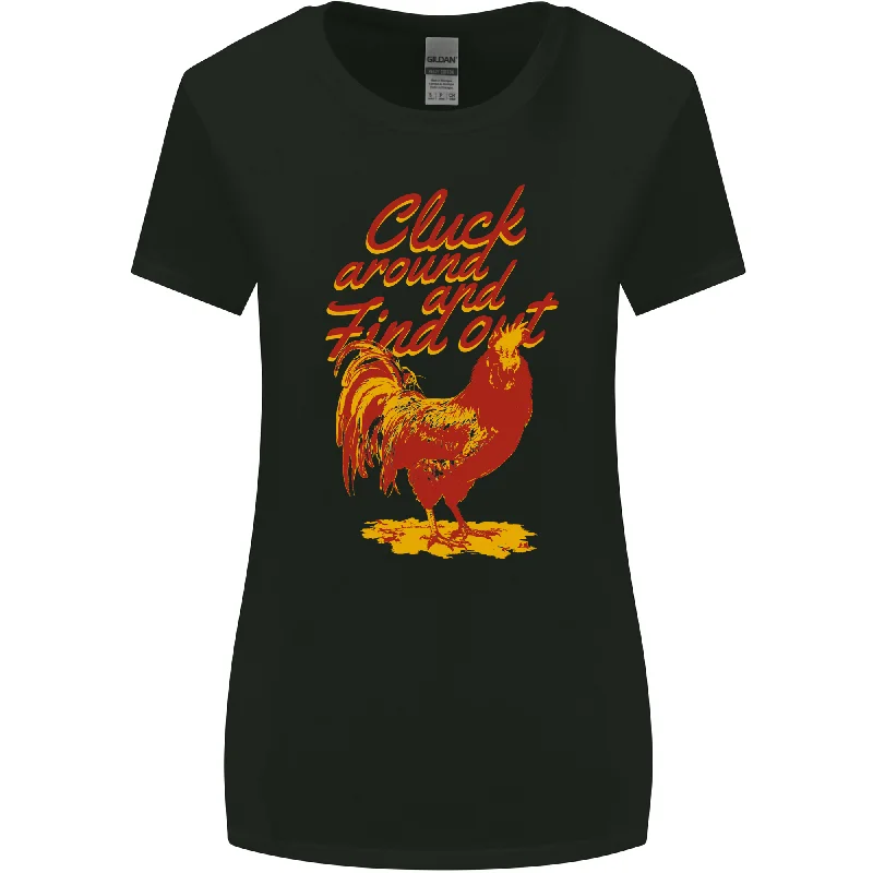 Chicken Cluck Around and Find Out Womens Wider Cut T-Shirt Graphic T-Shirt Round Neck Polyester Chicken Cluck Around and Find Out Womens Wider Cut T-Shirt Graphic T-Shirt Round Neck Polyester