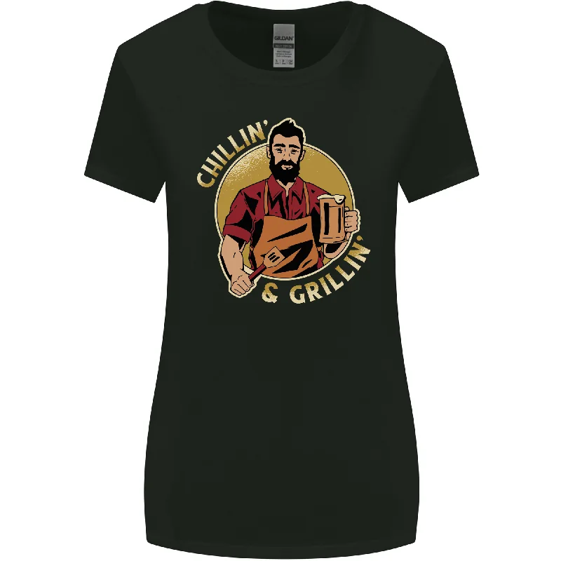 Chillin & Grillin Funny BBQ Beer Camping Womens Wider Cut T-Shirt Lace Blend Ribbed Blend Corduroy Blend Chillin & Grillin Funny BBQ Beer Camping Womens Wider Cut T-Shirt Lace Blend Ribbed Blend Corduroy Blend