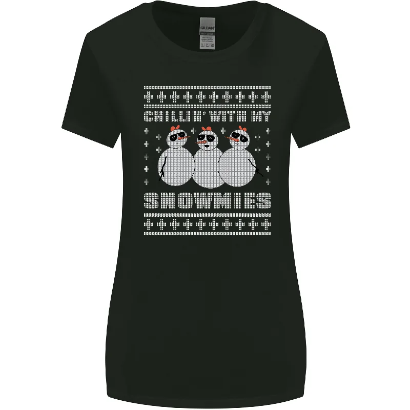 Chillin With My Snowmies Funny Christmas Womens Wider Cut T-Shirt Mesh Fabric Canvas Fabric Denim Fabric Chillin With My Snowmies Funny Christmas Womens Wider Cut T-Shirt Mesh Fabric Canvas Fabric Denim Fabric