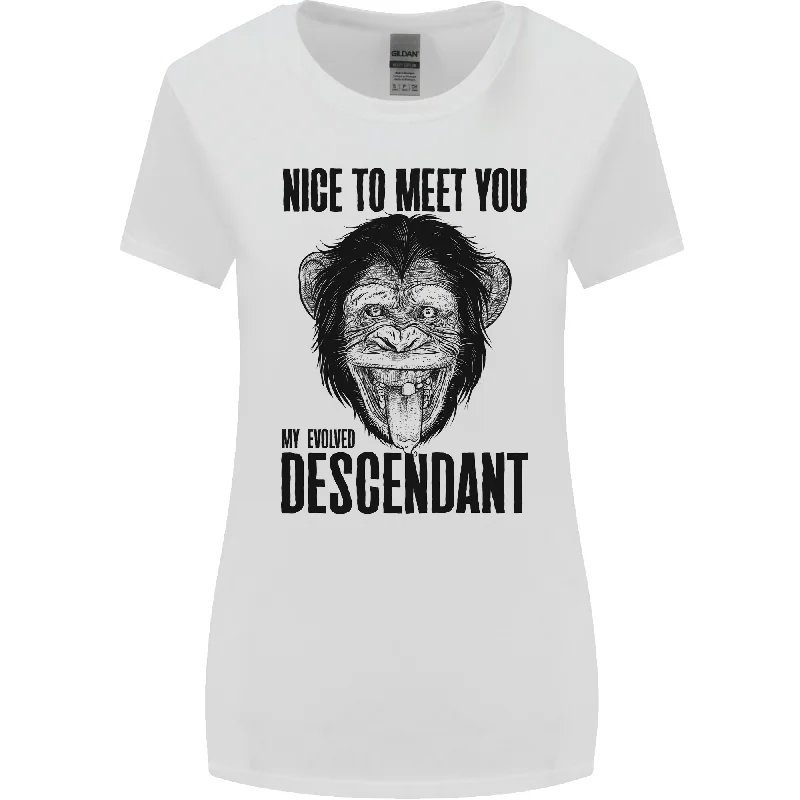 Chimp Evolved Descendant Funny Monkey Ape Womens Wider Cut T-Shirt Lace Blend Ribbed Blend Corduroy Blend Chimp Evolved Descendant Funny Monkey Ape Womens Wider Cut T-Shirt Lace Blend Ribbed Blend Corduroy Blend