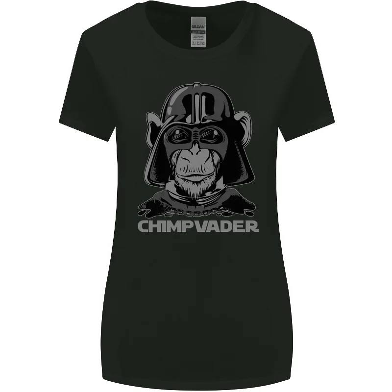 Chimpvader Monkey Ape Chimpanzee Chimp Womens Wider Cut T-Shirt Zippered Buttoned Snapped
