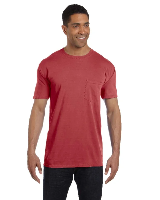 Comfort Colors Garment-Dyed Pocket T-Shirt | Brick Houndstooth Herringbone Solid