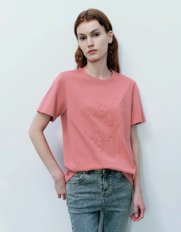 Crew Neck Straight T-Shirt Notch Collar Peter Pan Collar Cowl Neck