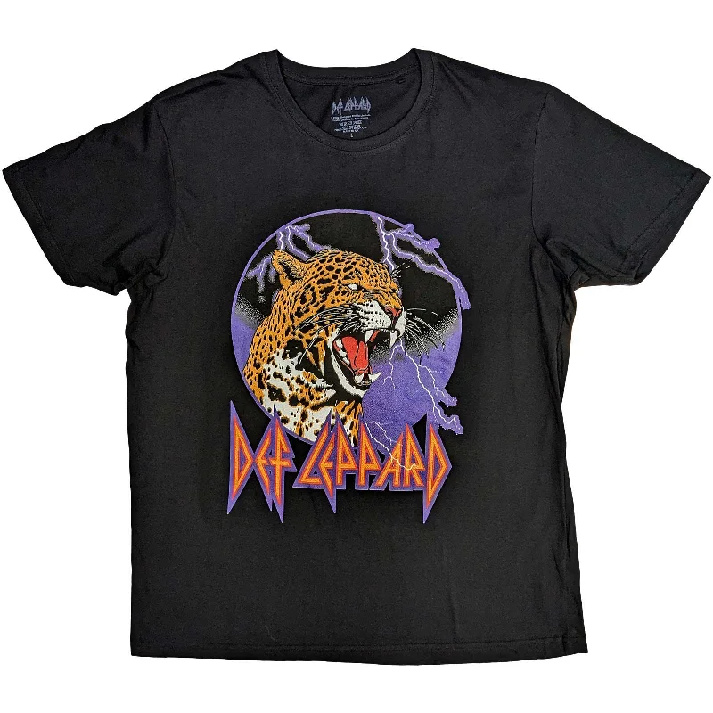 Def Leppard | Official Band T-Shirt | Lightning Leopard Spandex Blend Rayon Blend Denim Blend Def Leppard | Official Band T-Shirt | Lightning Leopard Spandex Blend Rayon Blend Denim Blend