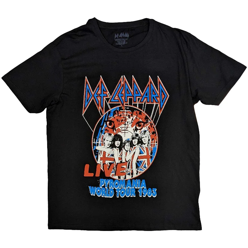 Def Leppard | Official Band T-Shirt| Pyro World Tour Ribbed Striped Patterned