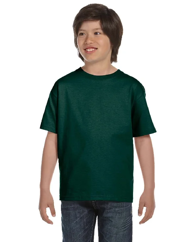 Gildan Youth DryBlend 50/50 T-Shirt | Forest Green Print Jacquard Patchwork