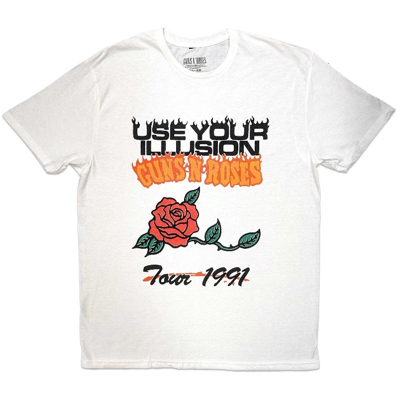 Guns N' Roses | Official Band T-Shirt| Use Your Illusion Tour 1991 Asymmetrical Pockets Print Guns N' Roses | Official Band T-Shirt| Use Your Illusion Tour 1991 Asymmetrical Pockets Print