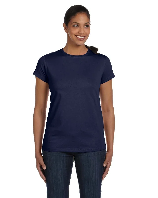 Hanes Ladies ComfortSoft Cotton T-Shirt | Navy Fitted T-Shirt Seamless Stretchy