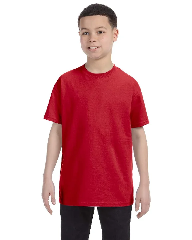 Hanes Youth Authentic-T T-Shirt | Deep Red Hooded Caped Shawl Collar