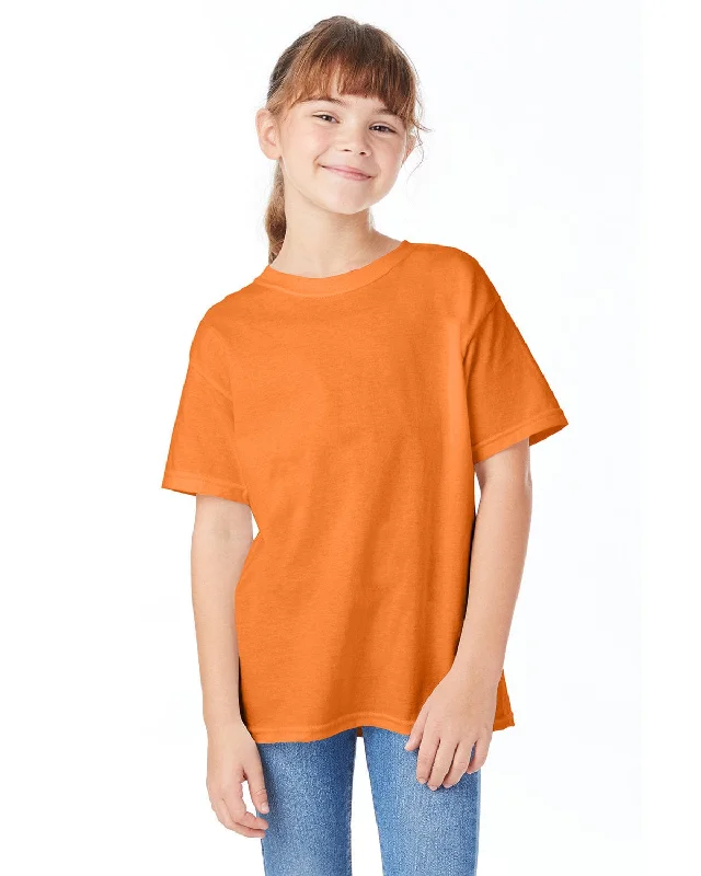 Hanes Youth ComfortSoft T-Shirt | Tennessee Orange Striped Floral Plaid