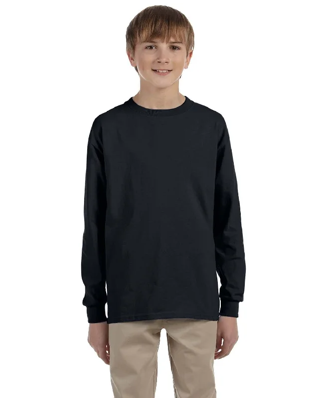 Jerzees Youth 5.6 oz. 50/50 Heavyweight Blend Long Sleeve T-Shirt | Black Modern Contemporary Chic Jerzees Youth 5.6 oz. 50/50 Heavyweight Blend Long Sleeve T-Shirt | Black Modern Contemporary Chic