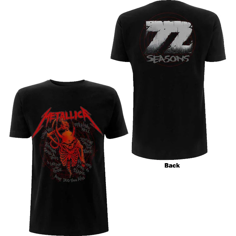 Metallica | Official Band T-Shirt | Skull Screaming Red 72 Seasons (Back Print) V-Neck T-Shirt Long Sleeve Cotton Metallica | Official Band T-Shirt | Skull Screaming Red 72 Seasons (Back Print) V-Neck T-Shirt Long Sleeve Cotton