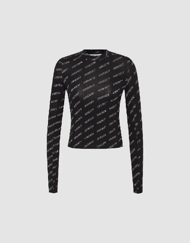 Monogram Crew Neck Knitted T-Shirt Print Jacquard Patchwork