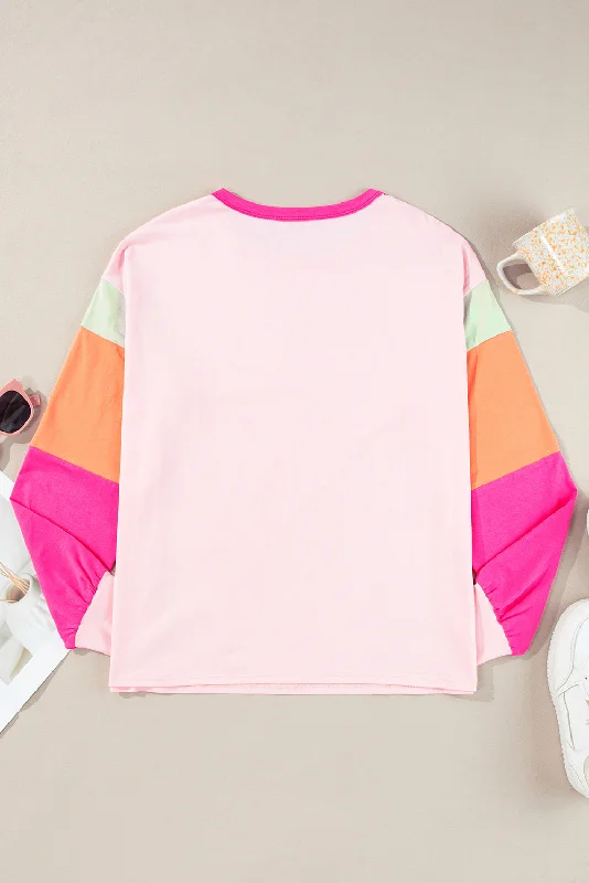 Multicolor Stripe Long Sleeve T-Shirt Zippered Front Buttoned Front Snap Front