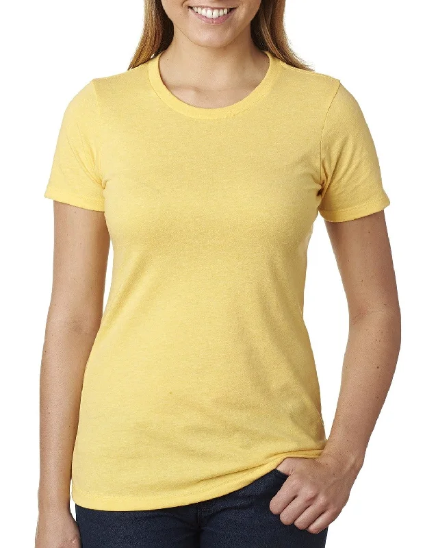 Next Level Ladies CVC Crew Tee | Banana Cream Asymmetrical Pockets Print