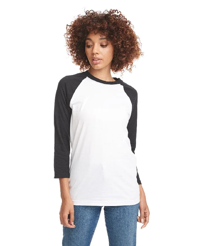 Next Level Unisex CVC 3/4 Sleeve Raglan Baseball T-Shirt | Black/ White Fleece Fabric Down Fabric Feather Fabric Next Level Unisex CVC 3/4 Sleeve Raglan Baseball T-Shirt | Black/ White Fleece Fabric Down Fabric Feather Fabric