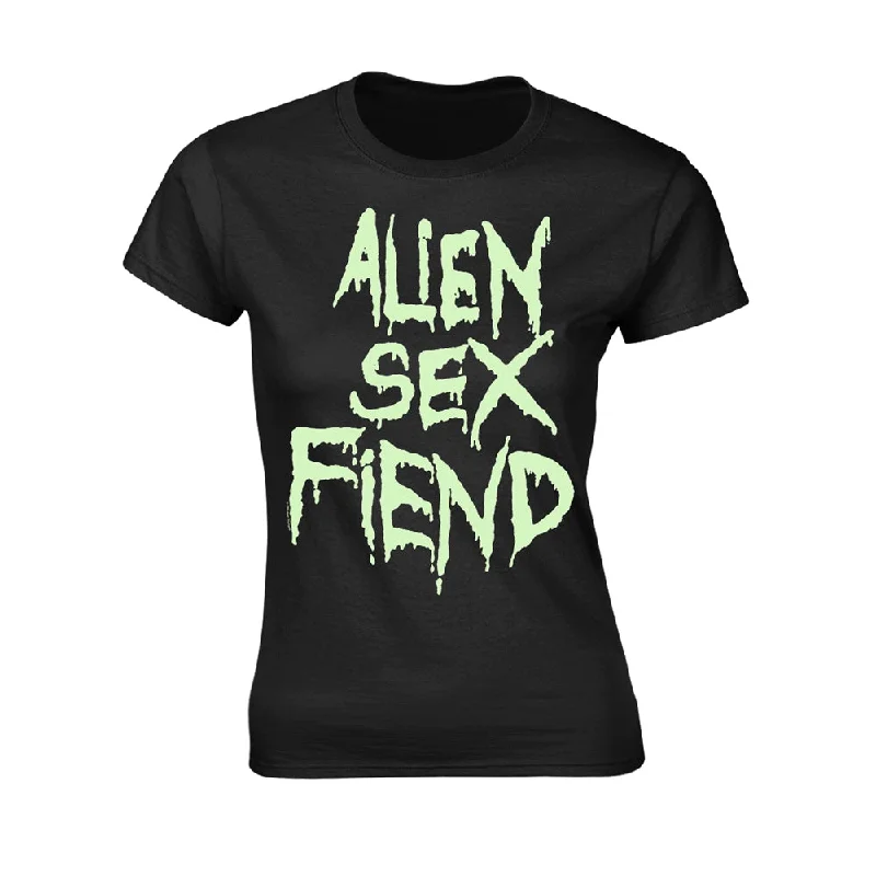 Alien Sex Fiend Ladies Ladies T-shirt: Logo (Glow) Cotton Fabric Linen Fabric Terry Fabric Alien Sex Fiend Ladies Ladies T-shirt: Logo (Glow) Cotton Fabric Linen Fabric Terry Fabric