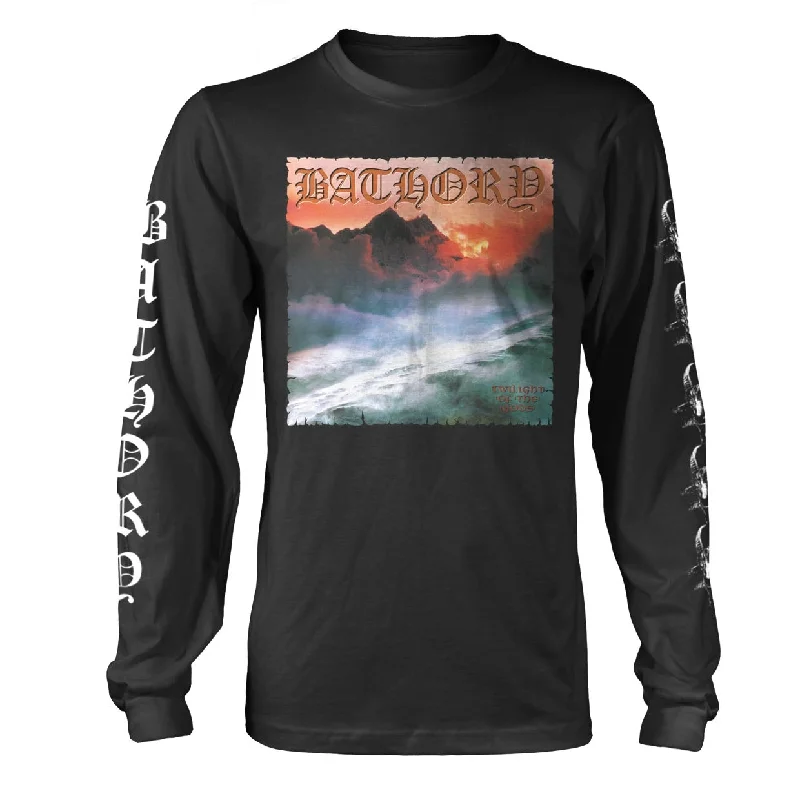 Bathory Unisex Long Sleeved T-shirt: Twilight Of The Gods (back print) Welt Pockets Slit Pockets Flap Pockets Bathory Unisex Long Sleeved T-shirt: Twilight Of The Gods (back print) Welt Pockets Slit Pockets Flap Pockets
