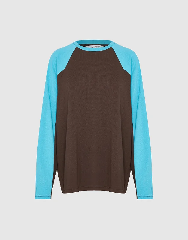 Raglan Sleeve Crew Neck Loose T-Shirt Elegant Classic Vintage