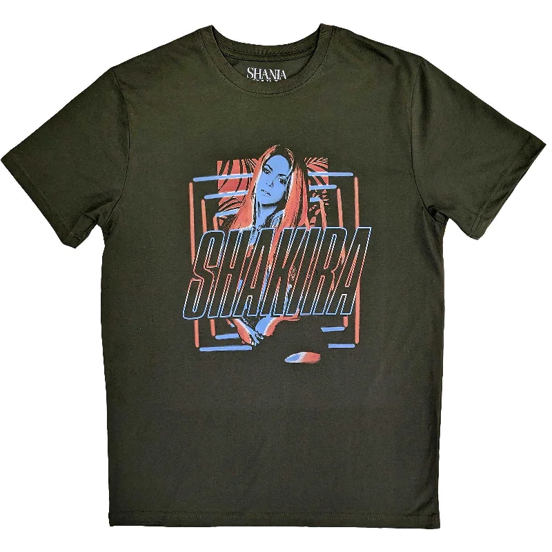 Shakira | Official Band T-Shirt | Squares and Logo Elasticated Padded Insulated